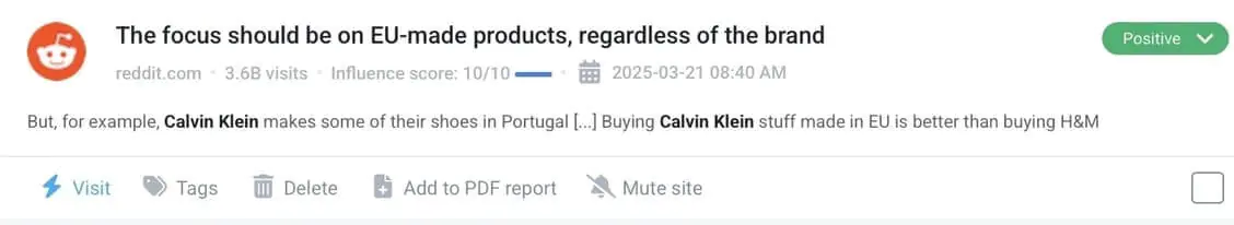 Mention detected by Brand24 - customer advocacy 