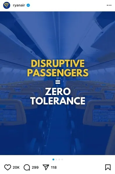 Ryanair's account on Instagram: they often add carousel posts
