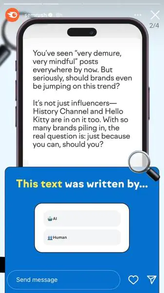 Quiz organized by Semrush on their Instagram Story