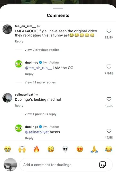 Duolingo's responses to comments: it does it like like a pro