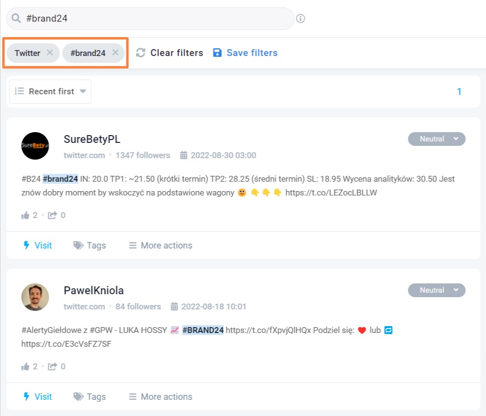 Tracking hashtags on Twitter using the hashtag tracking tool