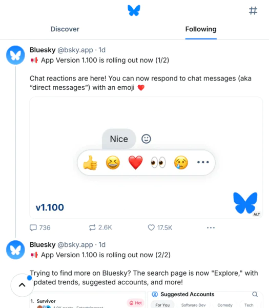 Feed on Bluesky where posts are displayed in the most recent order