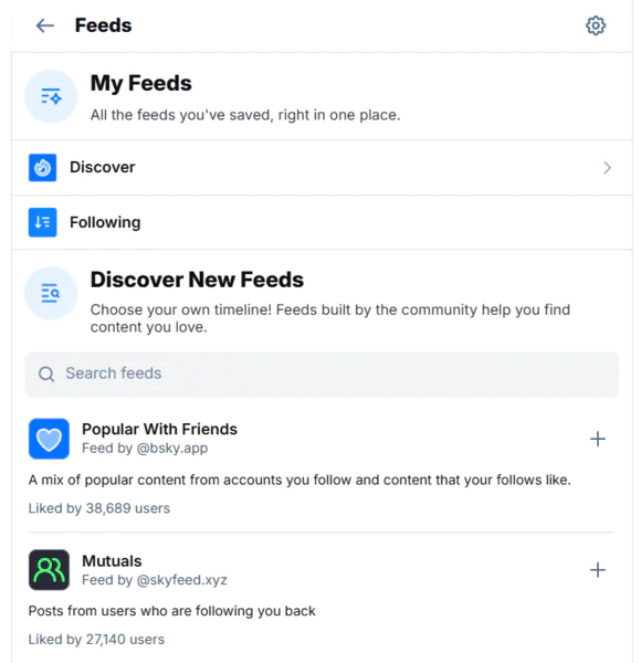 Feed settings on Bluesky