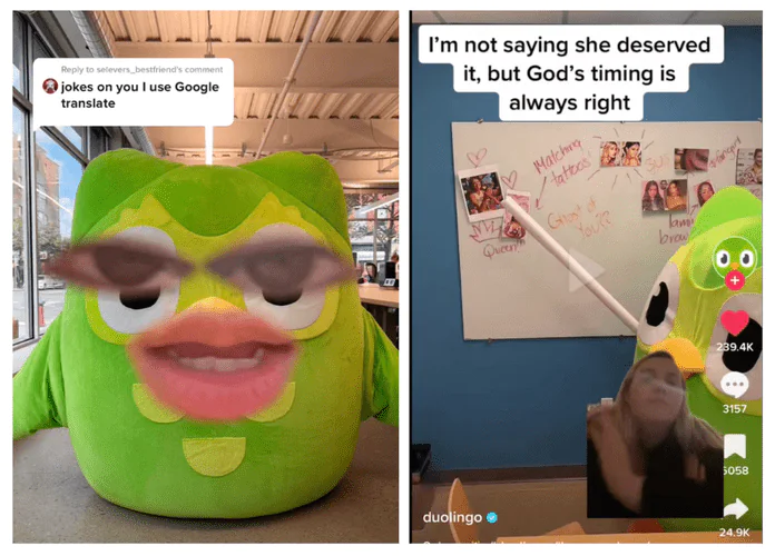 Using trends: Duolingo's reply to a comment about Google Translate.