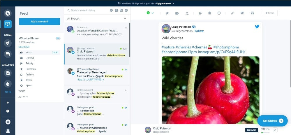 Mention dashboard, one of the most popular social media monitoring platforms