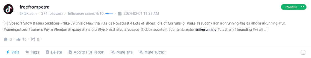 Positive mention of #NikeRunning.